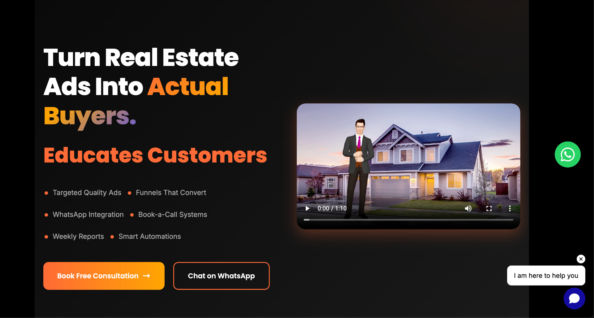Real Estate Funnels agency website built by a Trydo student
