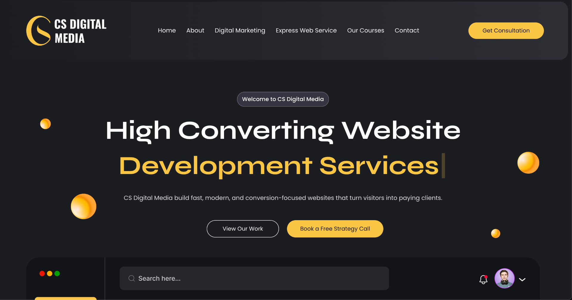 CS Digital Media agency website built by a Trydo student